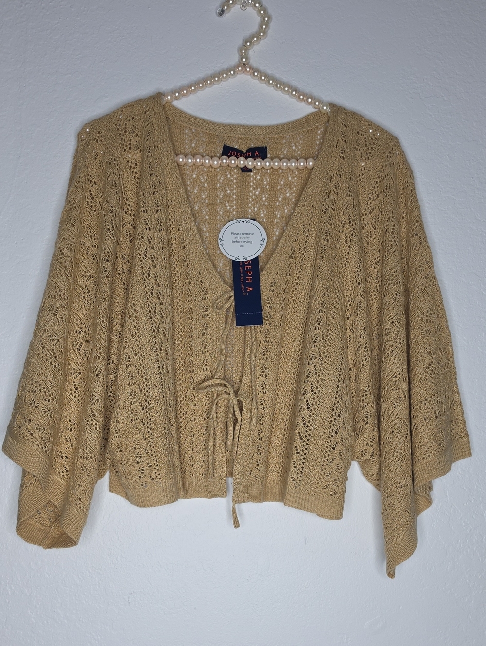 Beige Croshet Cardigan Loose Sleeves New Size L